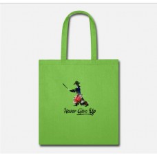 Never Give Up Samurai Lime Green Tote Bag